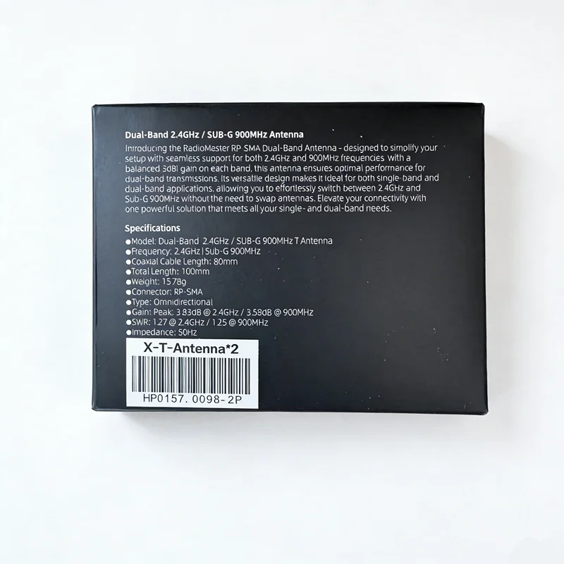 

RadioMaster 2.4GHz/900MHz Dual Band T Antenna (RP-SMA), 100mm Total Length, 15.78g, for RC Transmitter
