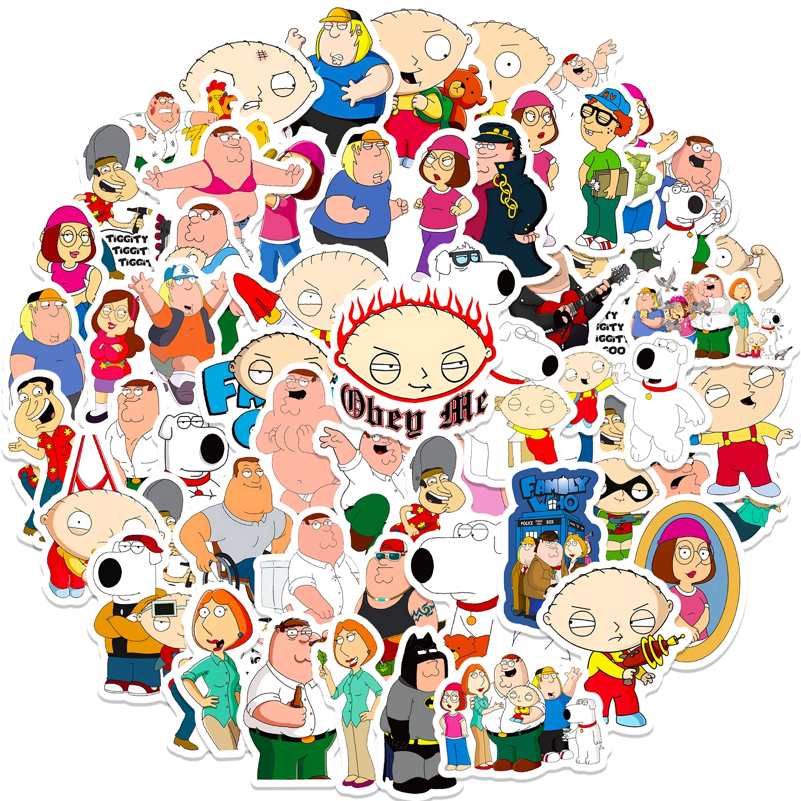 2024 New 50pcs Cartoon Animation Family Guy Children’s DIY Waterproof Graffiti Stickers