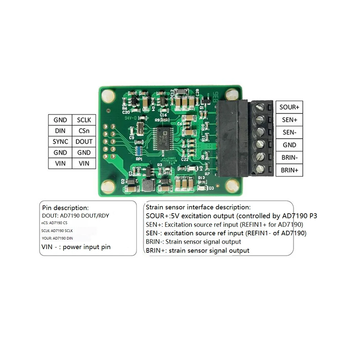 高精度の反転取得モジュール、圧力取得ボード、ad7190 adc、24ビット