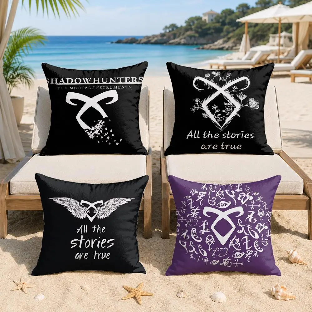 S-Shadowhunters Cool Logo Cushion Cover Silky Short Plush Invisible Zipper Dustproof Sofa Pillow Case For Home Decor