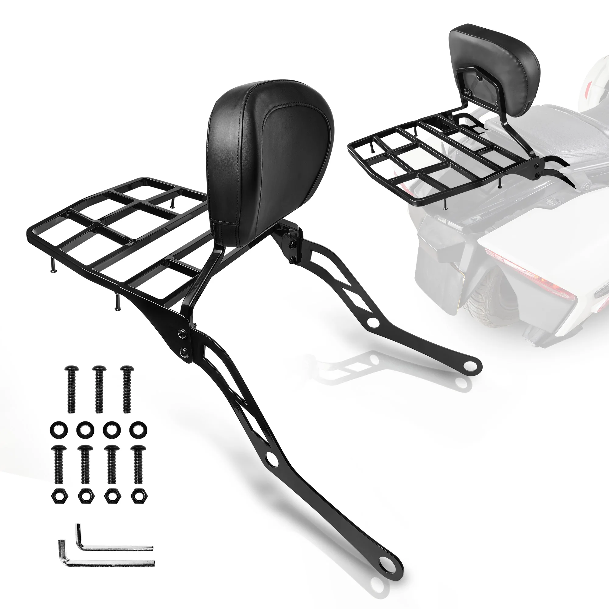 

Detachable Rear Back Rest Passenger Backrest with Luggage Rack Set Fit for Can-Am Spyder F3 F3-S F3-T 2015-2025 Accessories