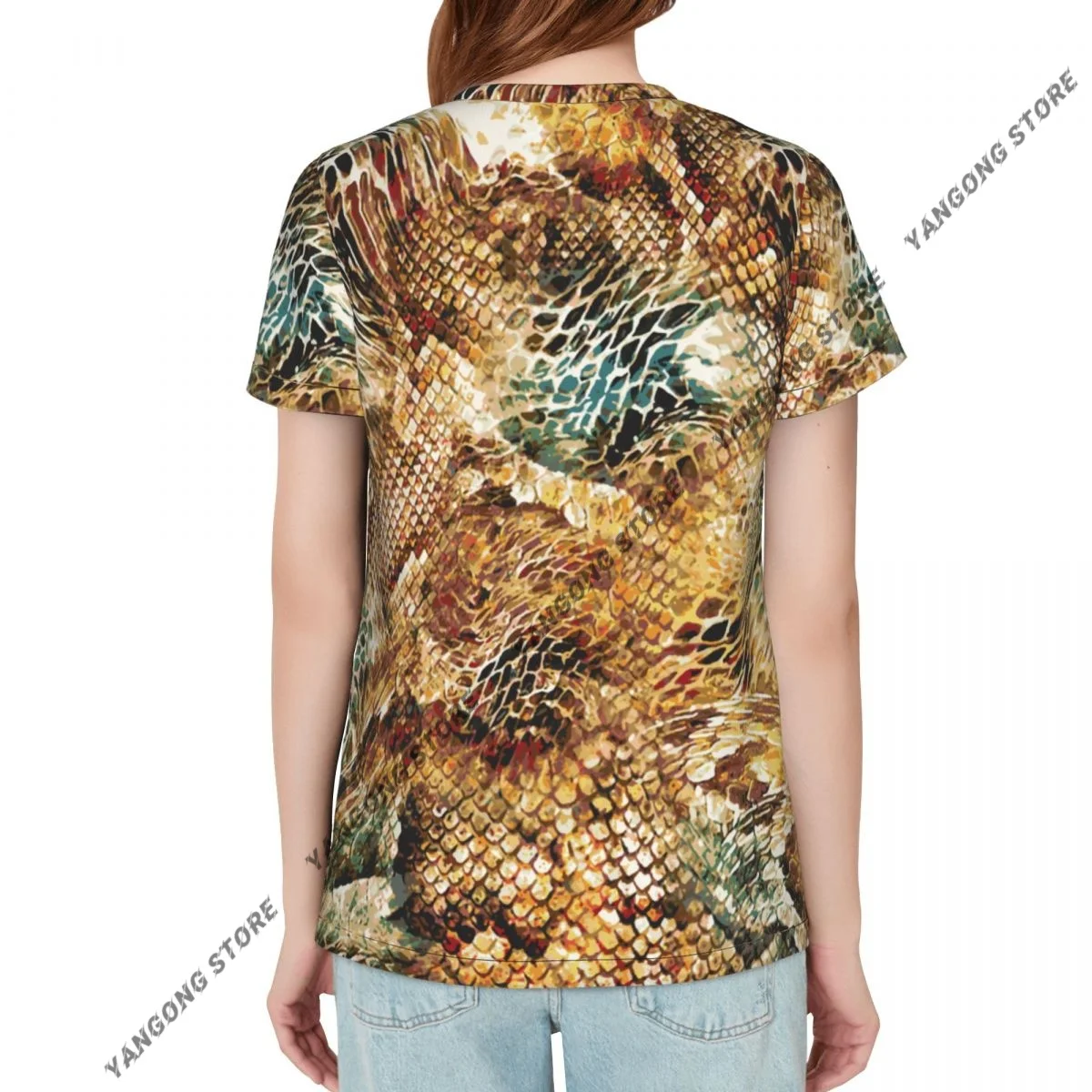 Women's T-shirt Snake Skin Tshirt Women Casual O-Neck Short Sleeve Tops Tees Clothing