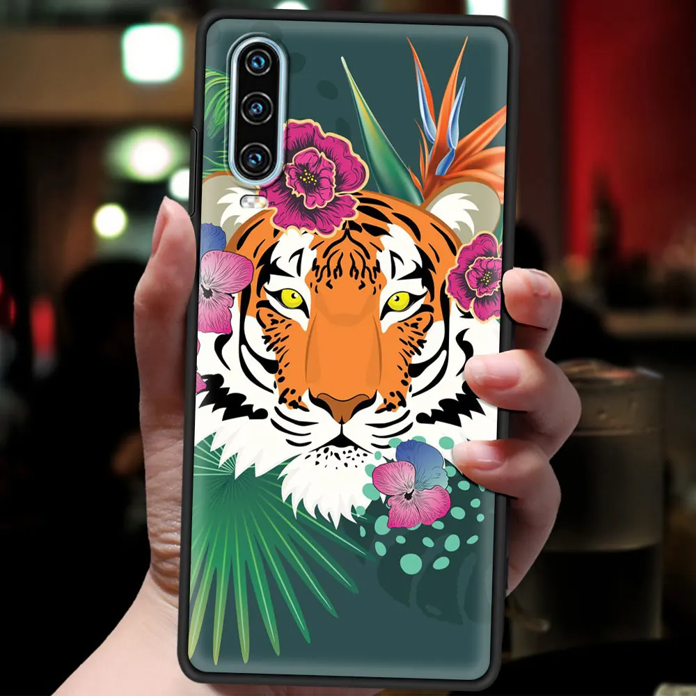 Tiger Animal Phone Case For Huawei P30 P40 Lite E P50 P20 Pro Y9 Y7 Y6 2019 P Smart 2021 Z Y6p Y7a Y9s Black Cover Silicone Soft