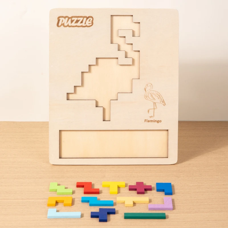 Wooden Animal Tetris Puzzle - Multi-Theme With Irregular Pieces Suitable For Children's Spatial Reasoning And Problem-Solving