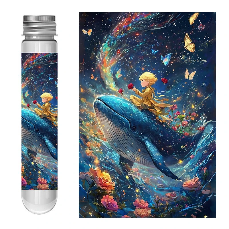 Mini Test Tube Jigsaw Puzzle - Dreamy Whale Design Challenging Brain Game for Adults Stress Relief Family Decompression Toy