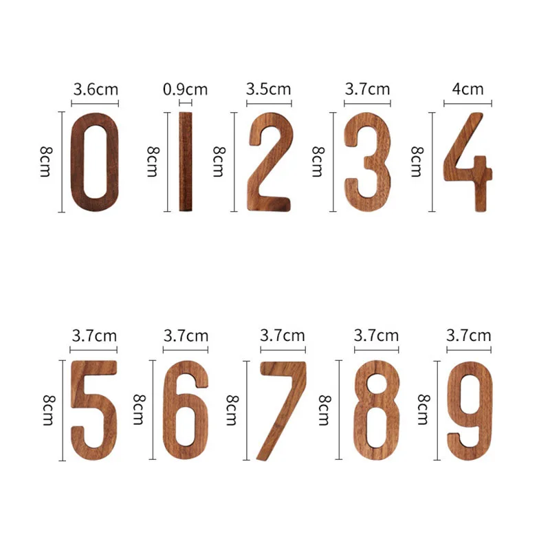 Walnut Mailbox Numbers with Magnet, Números De Casa De Madeira Para Fora, Números De Endereço 3D Para Casa Apartamento, 3 ", 1Pc