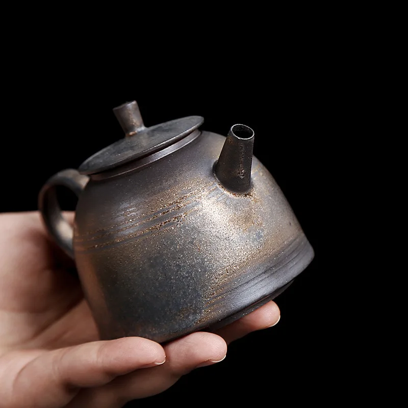 Japanese Imitation Copper Retro Small Teapot Kung Fu Tea Set for One Person Rust Glaze Stoneware Gilt Single Pot Household Maker