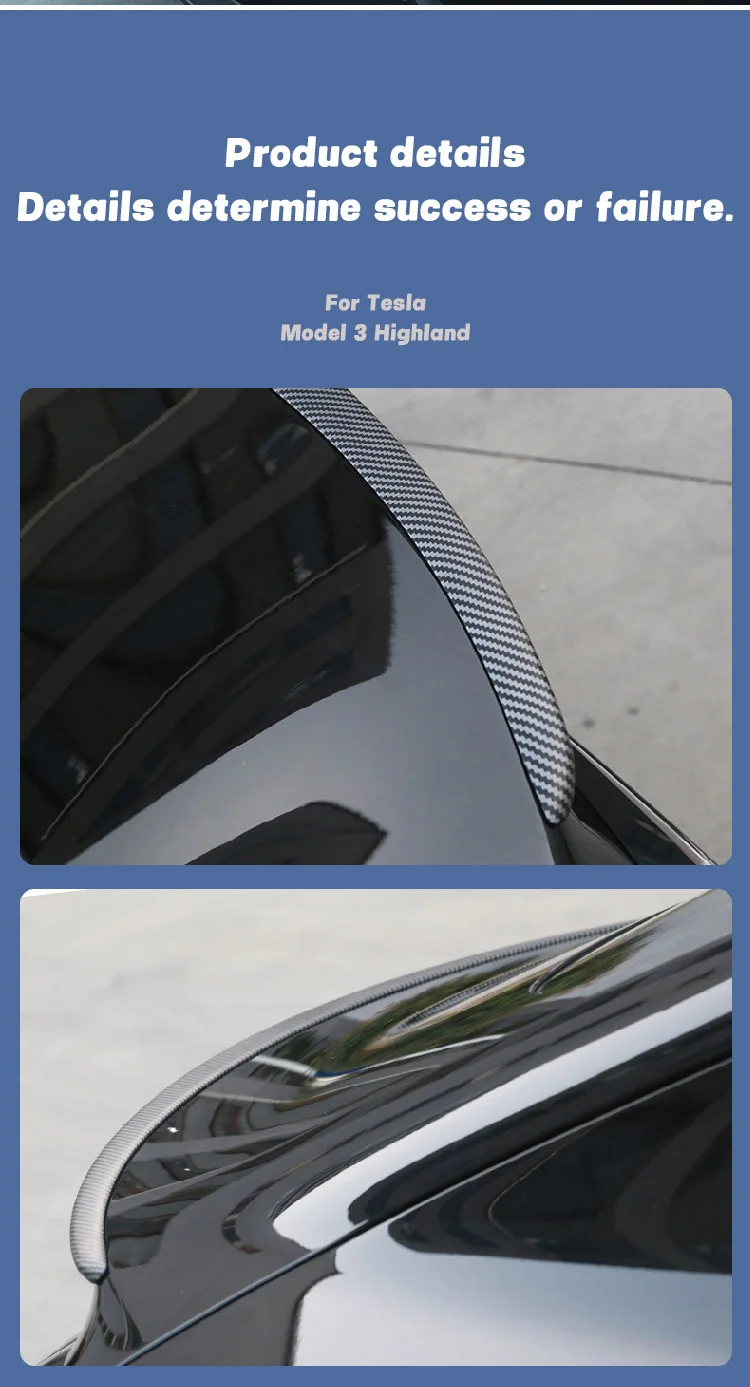 HEENVN Spoiler for Tesla Model 3 Highland 2026-2024 Car ABS Carbon Pattern Trunk Tail Wing Original High-performance Accessories