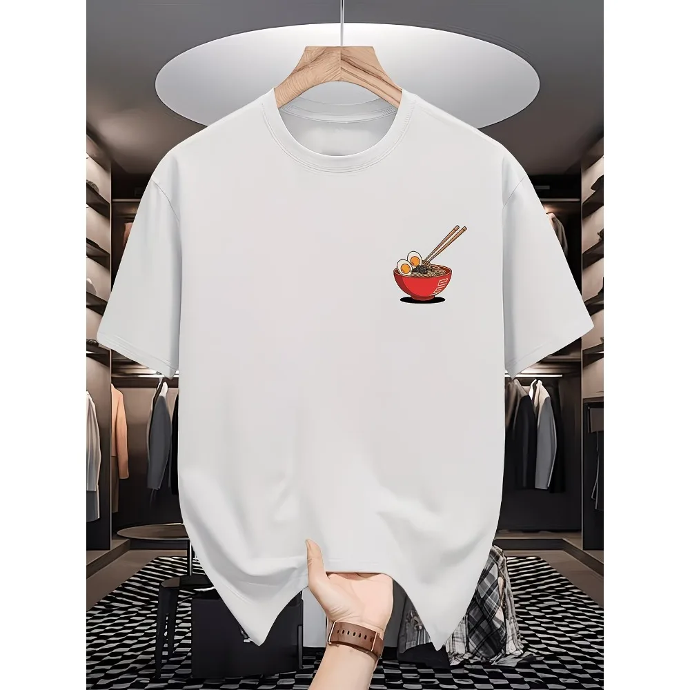 Minimalist Ramen Graphic Print T Shirt Harajuku Streetwear Unisex Short Sleeve Tee Trendy Urban Style Casual O-Neck Pullover Top