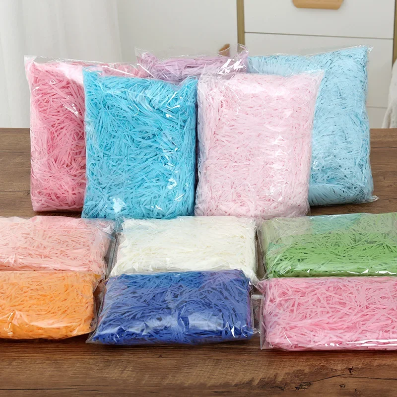 100-20g Multicolored Raffia Paper Shreds & Strands Shredded Crinkle Confetti For DIY Gift Box Wrapping & Basket Filling