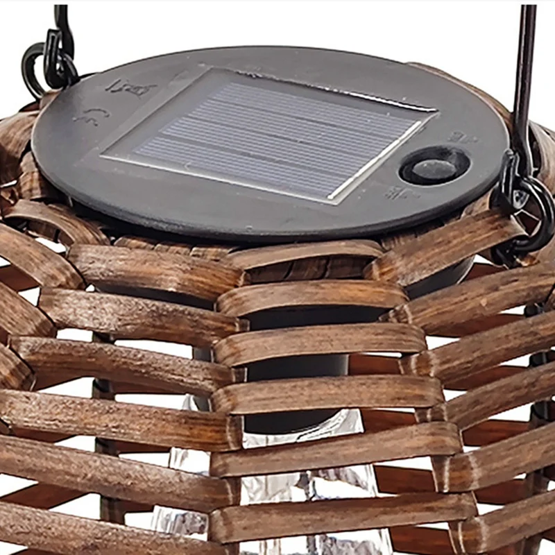 Luz de suspensão solar do Rattan, Ferro Rattan Tecido Luz Solar, Quintal Decorativo Pendurado Luz A