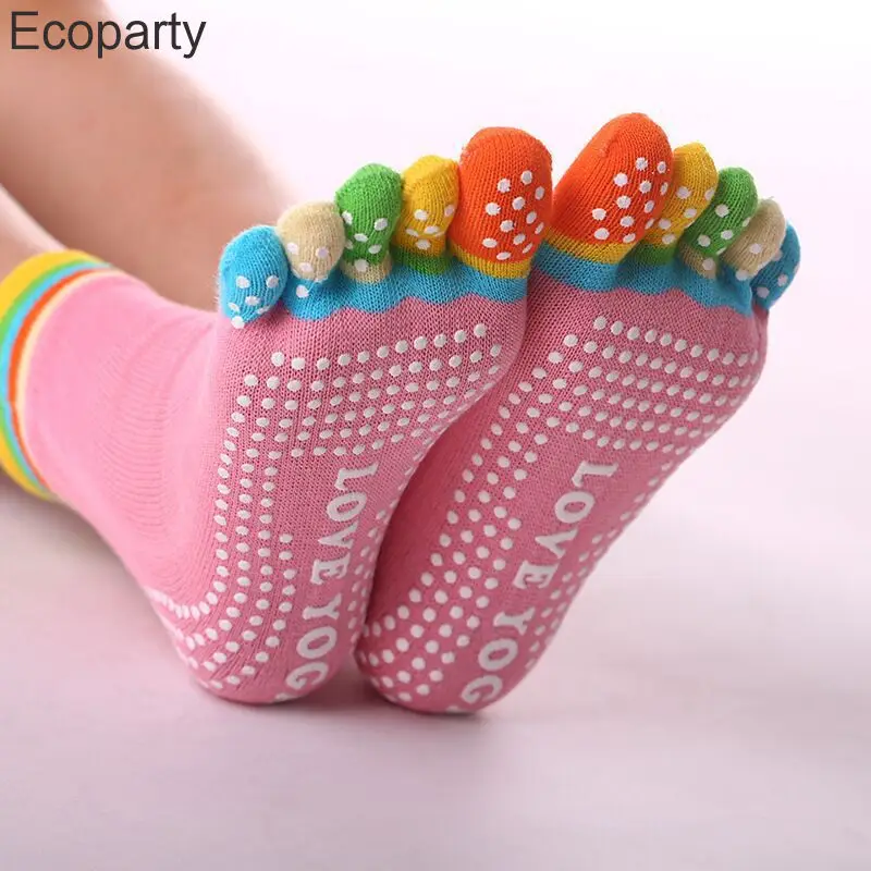 1 Pair Candy-colored Yoga Socks Rainbow Five-toe Split Non-slip Dance Socks Socks for Yoga Dancers