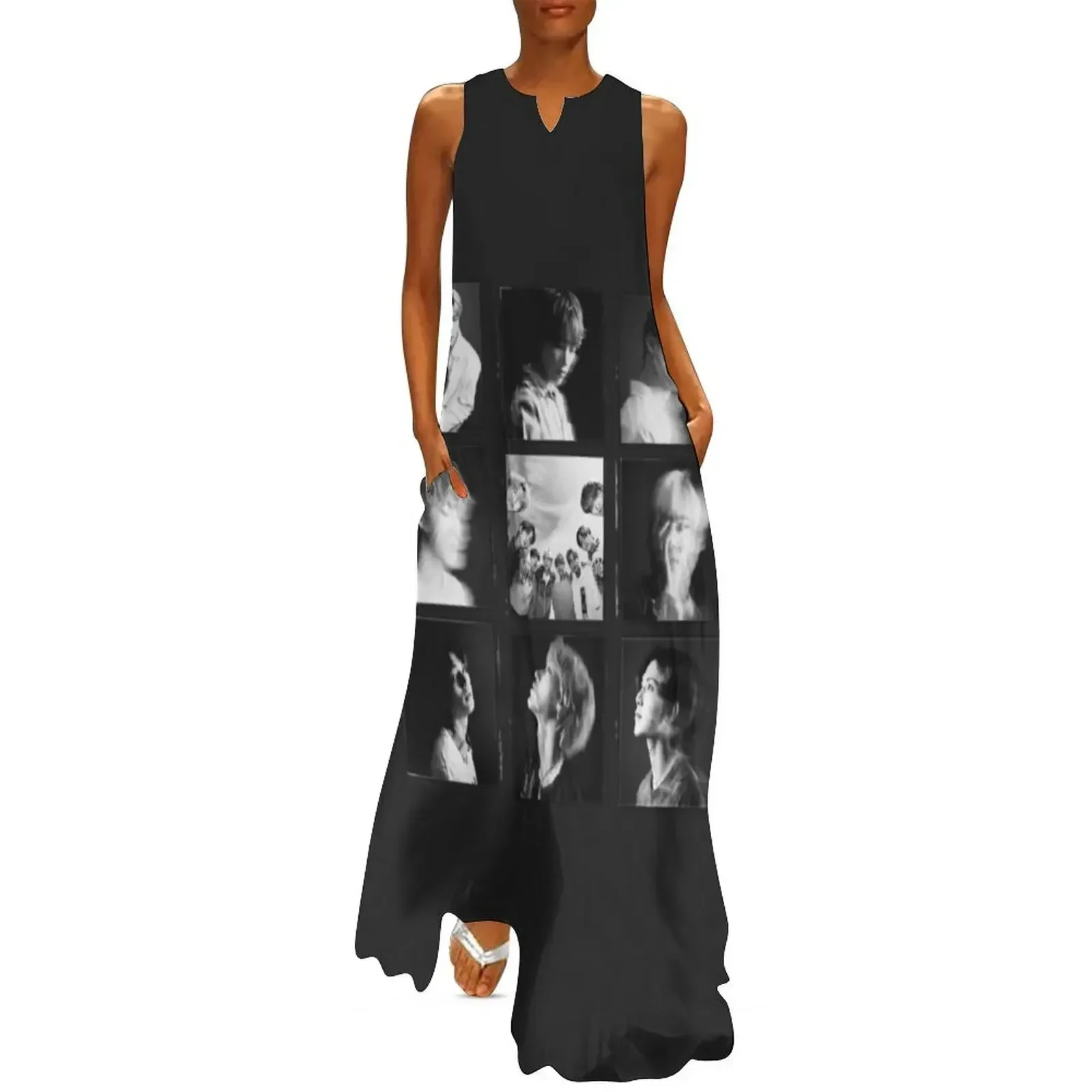 

ATEEZ grid Long Dress dress party night long sleeve dress women's evening dresses