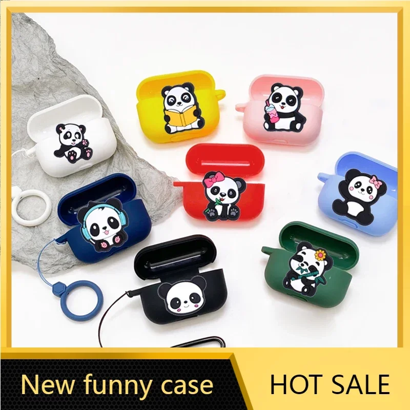 Casing silikon Panda lucu, sarung HP untuk Redmi Buds 4 aktif