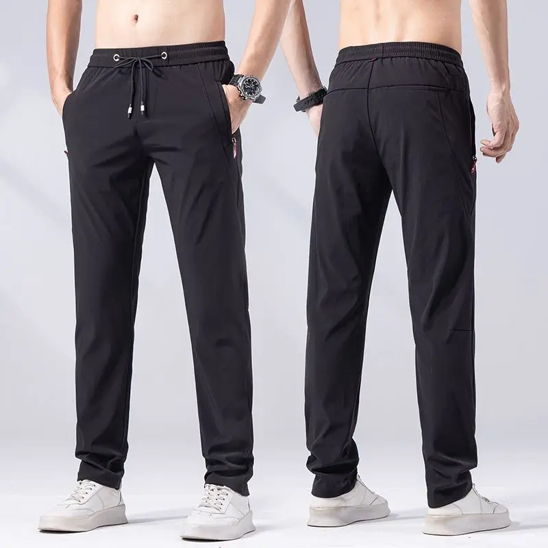2026 Spring Summer Ultra-thin Men's Casual Pants Slim Straight Leg Elastic Waist Sports Jogging Trousers Fashion Men Golf Pants