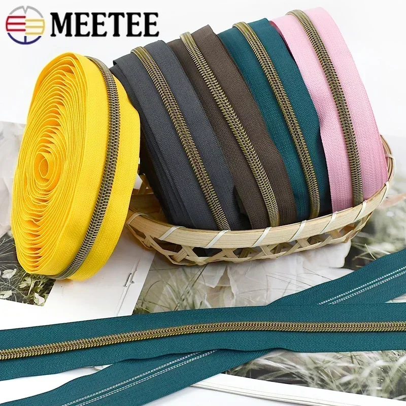 Zippers for Sewing Bag Purse Nylon Plastic Zipper Tape By The Meter Zips Sliders Pulls Decor Repair Kits DIY Accessories