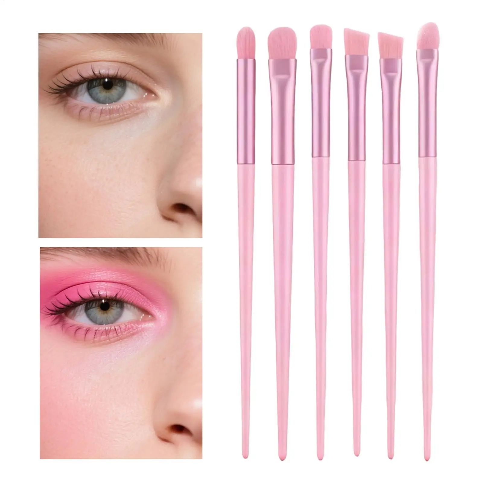 Zestaw 6 pędzli do makijażu oczu z miękkim włosiem, pędzle do makijażu twarzy, pędzle do cieni do powiek do pudru, kremu, blendowania dla kobiet i dziewcząt.