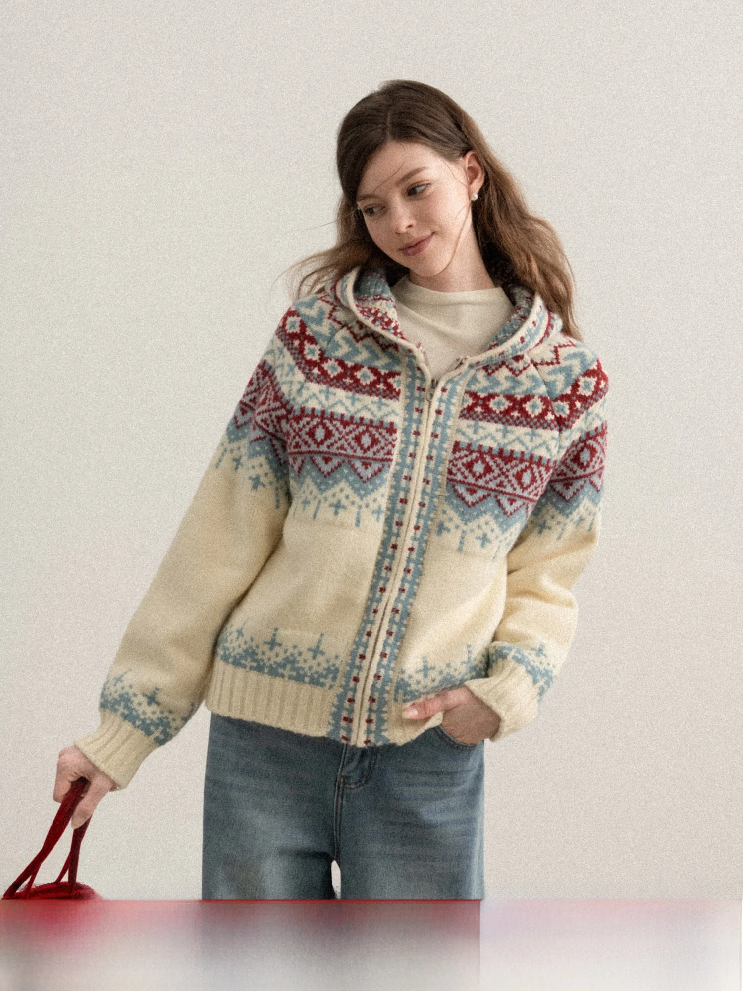 

Женская зимняя толстовка Canton S Fair Island в стиле ретро, утепленная, с длинными рукавами, новая, вязаная, повседневная, удобная, из полиэстера