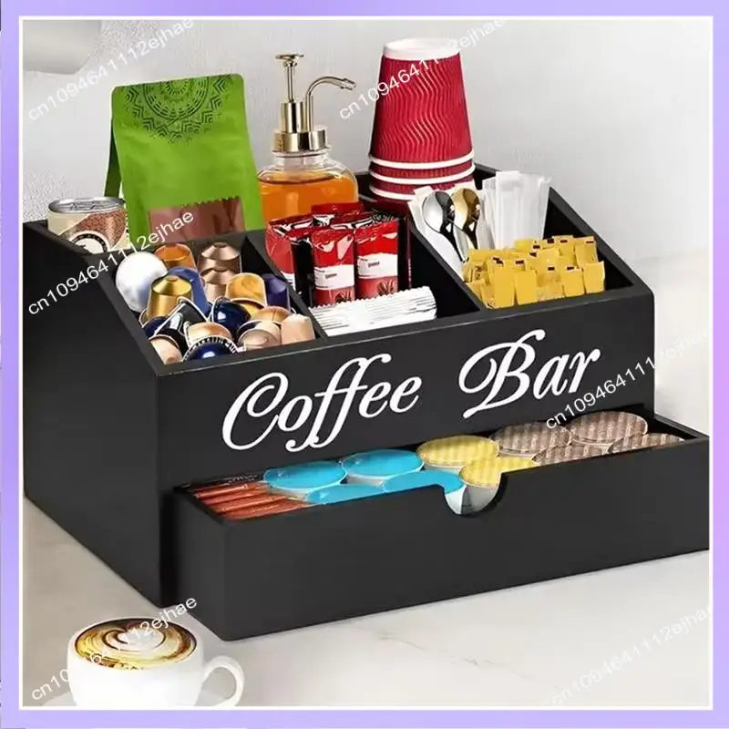 N83R コーヒーティーホルダーバスケット木製コーヒーホルダー素朴なコーヒーバーの装飾コーヒーアクセサリーオーガナイザー家庭用コーヒーバー