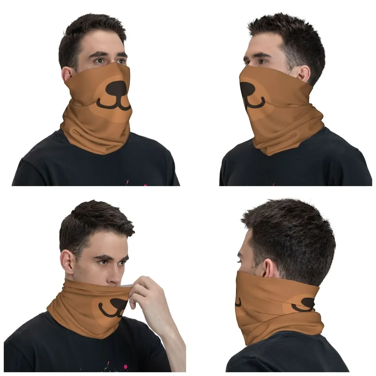 Cute Blushing Bear Bandana Neck Gaiter Windproof Face Scarf Cover Men Women Cartoon Headwear Tube Balaclava