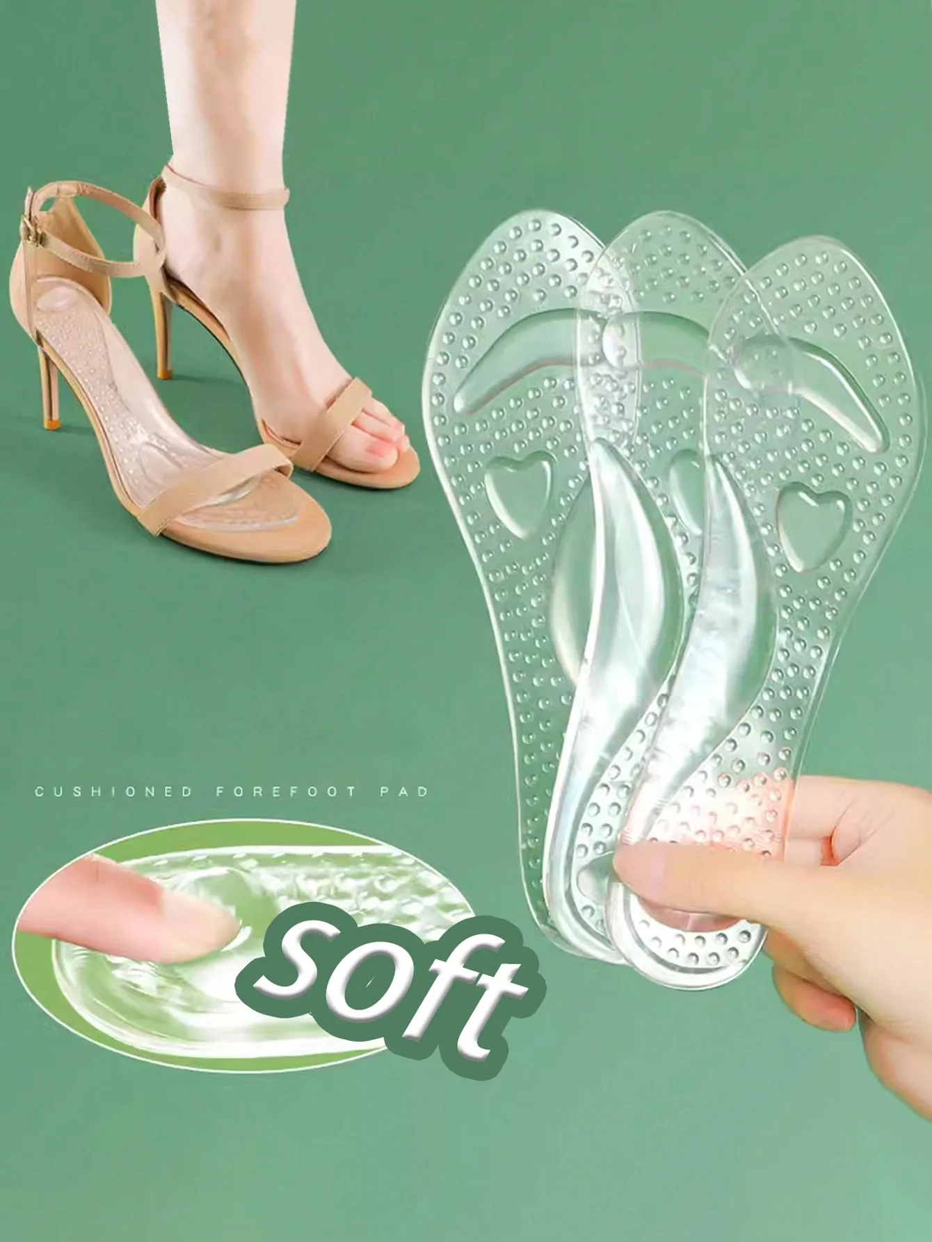 Ferseneinsätze aus Silikongel | Rutschfeste Schuhkissen für High Heels, Pumps und Sneakers, weiche Komfortpolster für Damen und Herren – Detail 2