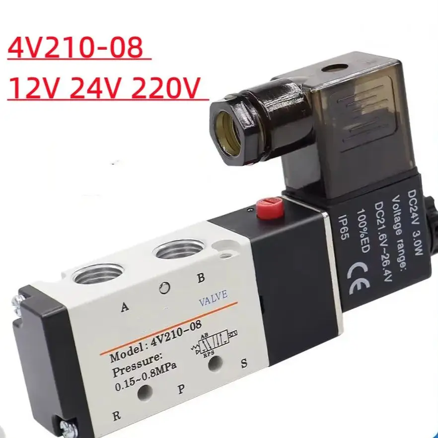 

4V210 Pneumatic Electric Solenoid Valve 5 Way 2 Position Control Air solenoid valve 4V210-08