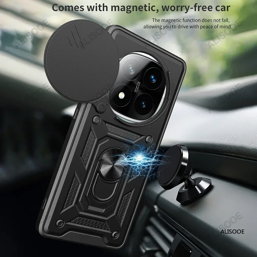 Funda for Redmi Note 14 Pro / 14 Pro Plus 5G Case Armor Slide Camera Ring Stand Protect Cover for Xiaomi Redmi Note 14 5G Capa image 3