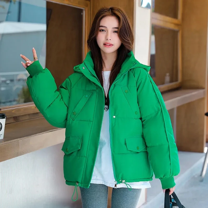 

2023 New Winter Coat Women Cotton Padded Jacket Parkas Hooded Thicken Loose Warm Jackets Parka Outerwear Female Clothing