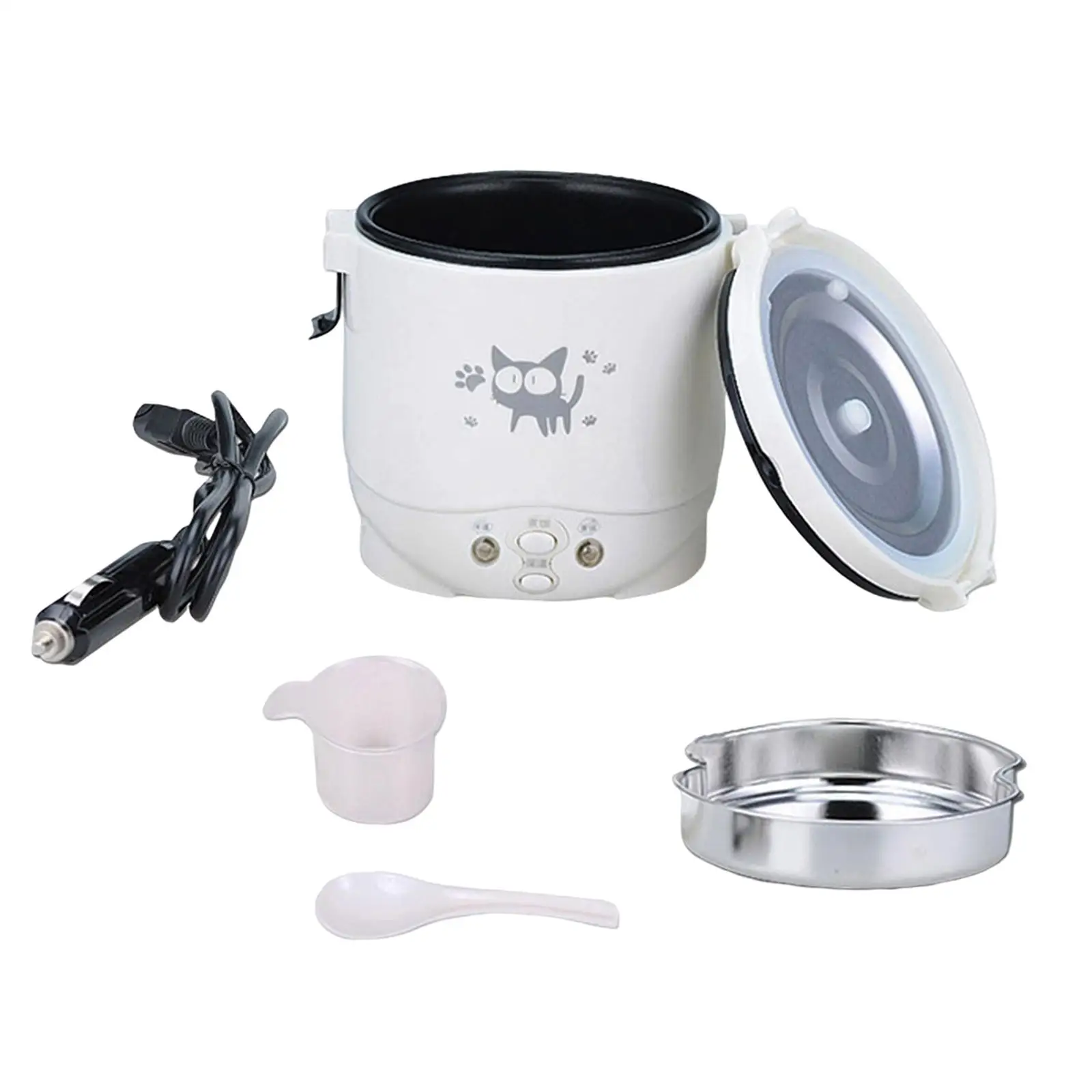 1L Electric Rice Cooker Multi Use Cooking Machine Heating Lunch Box for Travel Car
