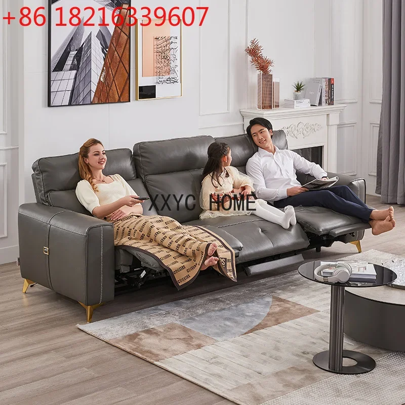 First Class Leather Electric Functional Sofa Light Luxury Living Room