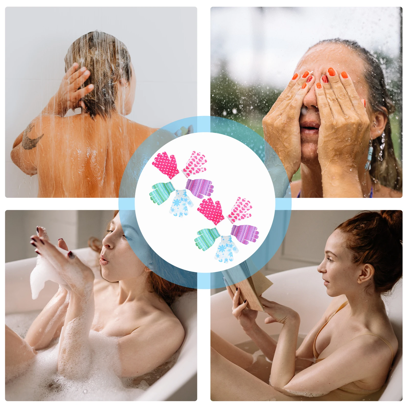 

10Pcs Polyester Bathing Gloves Creative Shower Wipe Easy to Use Mixed Color Excellent Texture Perfect for Home Bathing