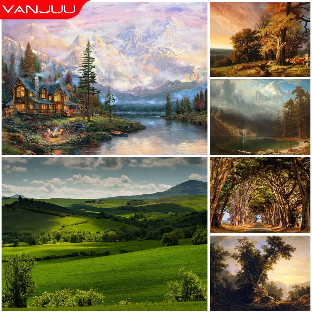 

Landscape 5D Diamond Painting Forest Grassland Diamond Painting Mosaic Full Drill Diamond Embroidery Painting Home Decor