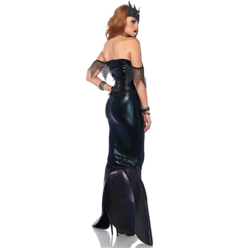 Mermaid Tail Fancy Dress Halloween Carnival Party Sexy Black Anime Ariel Princess Cosplay Costume Stage Performance Elf Fairy