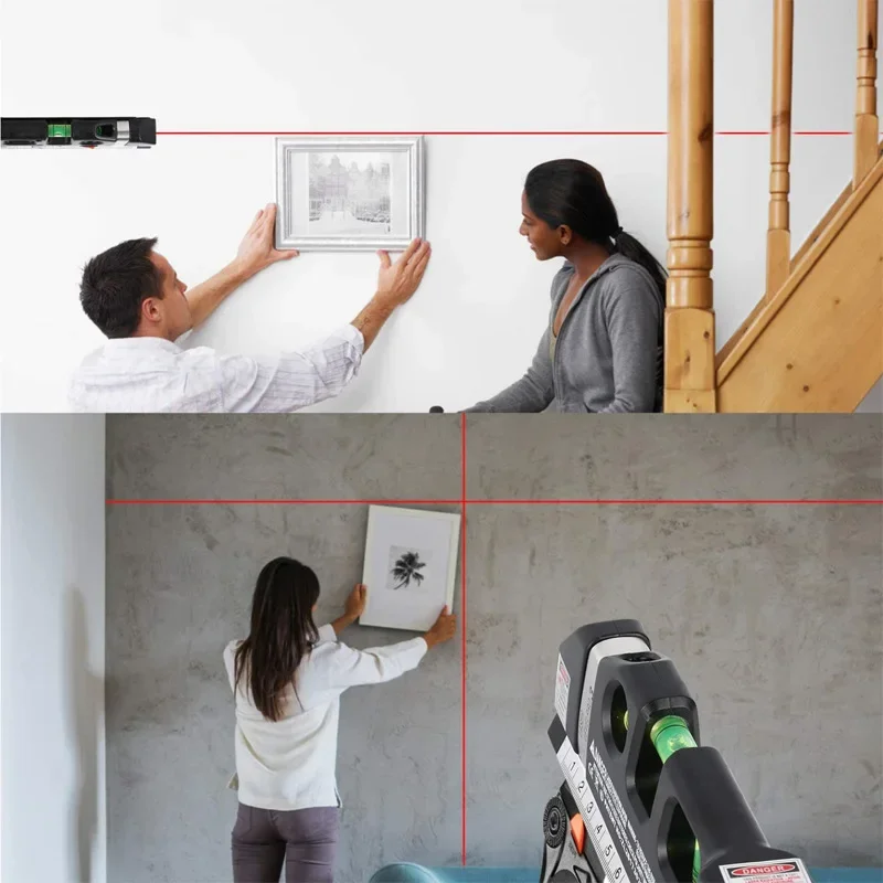 Laser Level Horizon Vertical Measure 8FT Aligner Standard and Metric Rulers Multipurpose Measur