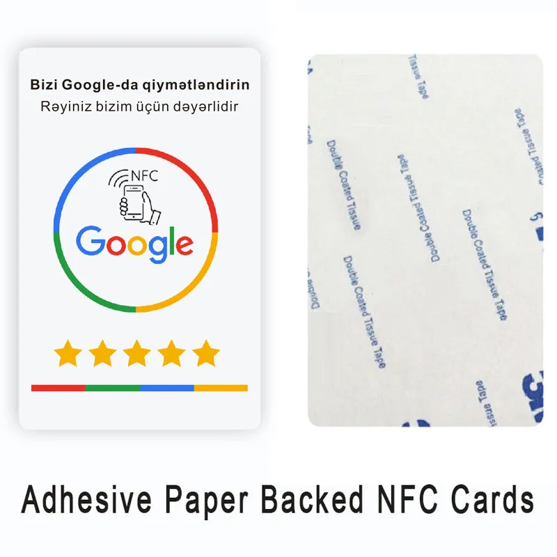 Hoogwaardige NFC Google Reviews NFC-kaart in Duits, Nederlands, Frans, Spaans, Engels en Pools.