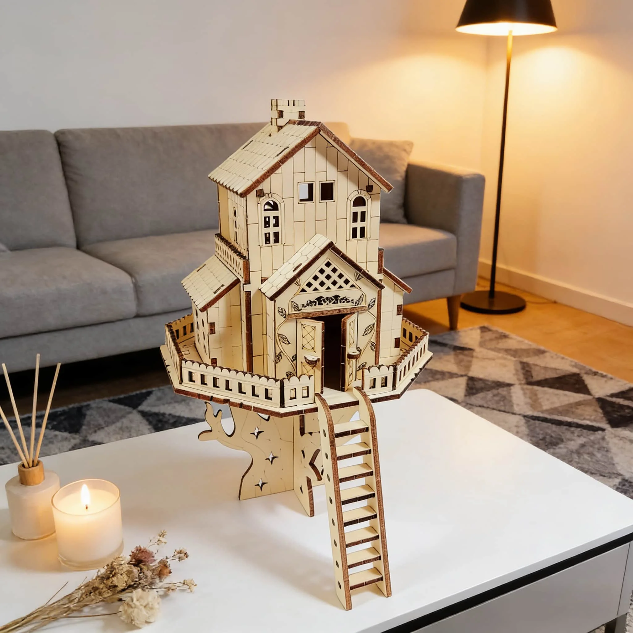 3D Wooden Puzzle Forest-Style Cottage DIY Wooden Treehouse Model Home Decor & Holiday Gift