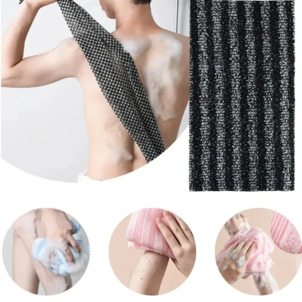 1pc Japanese Gentle Bath Rubbing Washcloth Nylon Bath Towel Back Exfoliating Scrub Shower Brush Sponge Body Bathroom Accessories