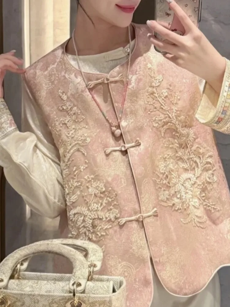 

New Chinese Style Heavy Embroidery Bead Jacket Spring New Luxury Anti-Aging Fashionable High-End Feelings National Style Vest