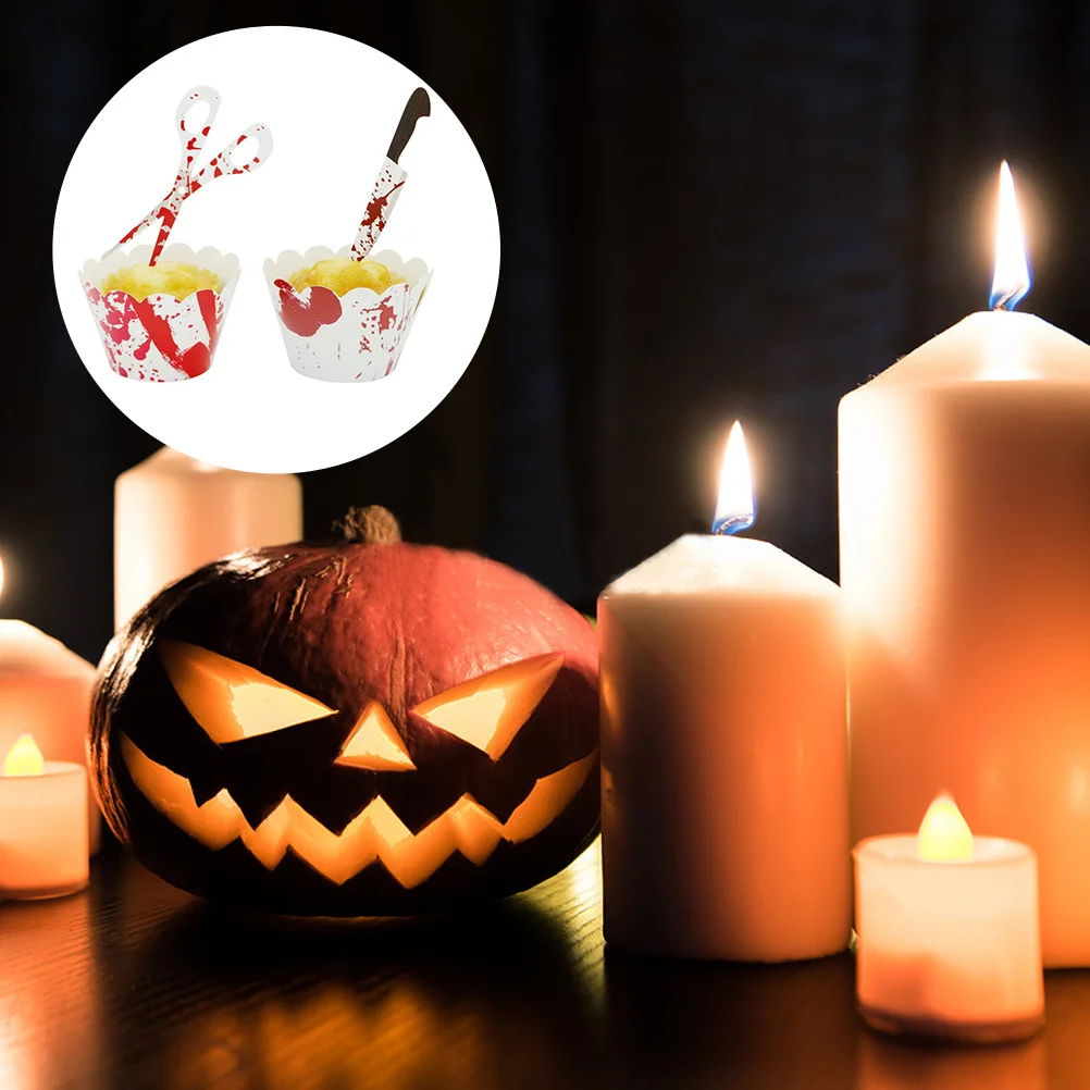 

12 set Cake Insert Card Halloween Bat Design Food-Grade Chocolate Mold For Baking Candy Cupcake Rim Creative Spooky Decor