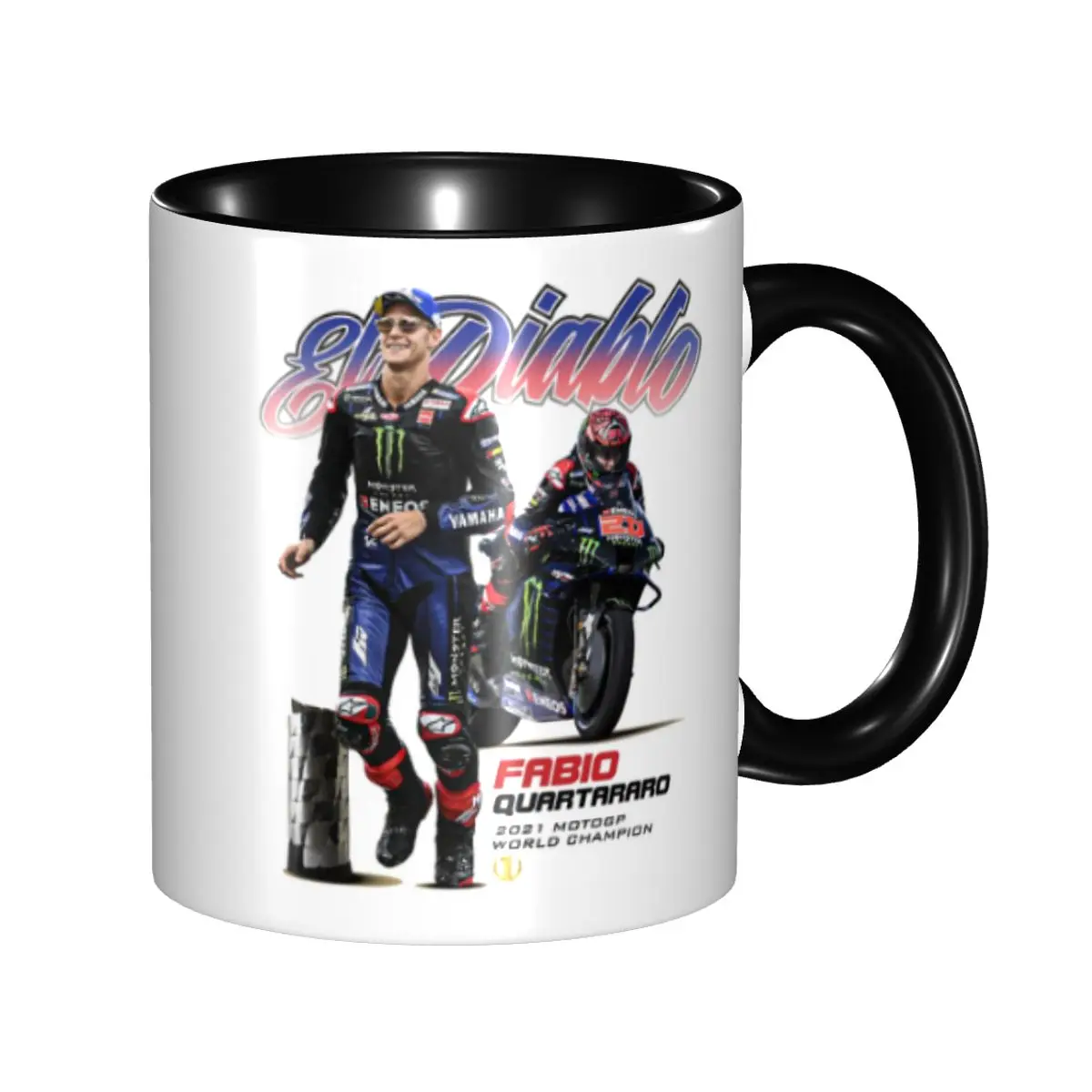 Customized Fabio Quartararo Coffee Mugs DIY French Motorcycle Racer Ceramic Tea Milk Cups