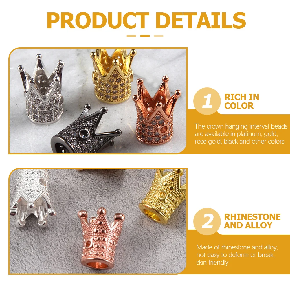 

12 шт., бусины в виде короны, ювелирные изделия со стразами, короны, подвески для ожерелья, браслета, аксессуары ручной работы, короны, бусины