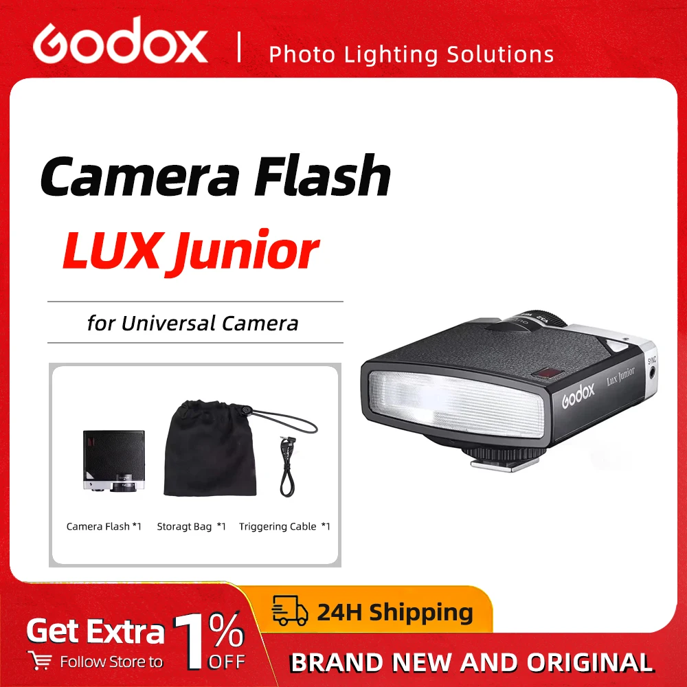 

Godox Lux Junior Retro Camera Flash 7 Levels Speedlite Trigger Universal Portable Compatible with Canon Nikon Fuji Olympus Sony