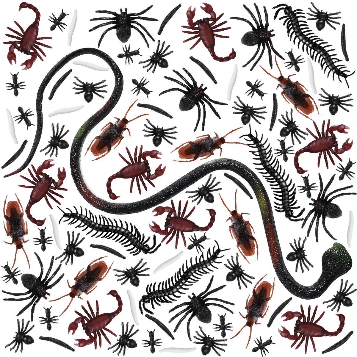 

169Pcs Realistic Insects Halloween Prank Educational Simulated Animal Assortment for Party Props Kids Learning