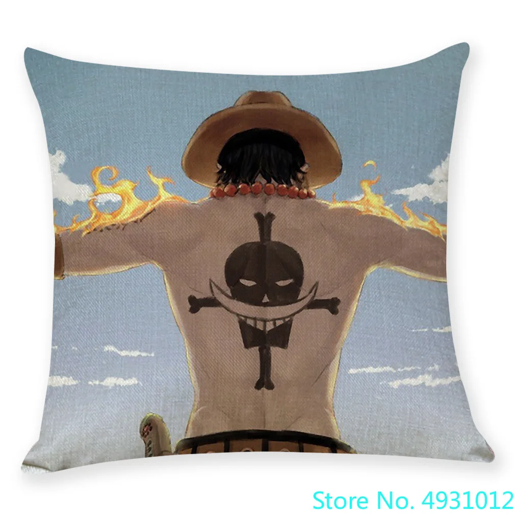 One Piece Luffy Monkey D. Ace Cushion Cover Cartoon Anime Pillowcase Sofa Car Home 45x45cm Bedroom Decoration Christmas Gifts