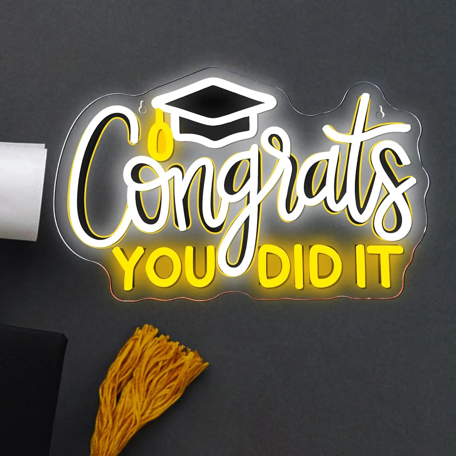 

Поздравляем вас это неоновая вывеска USB с регулируемой яркостью светодиодная выпускная кепка неоновый свет для выпускного вечера праздник комнаты Настенный декор подарок ﻿