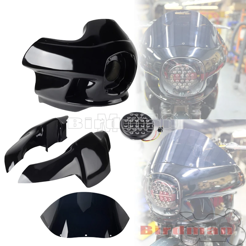 Headlight Front Upper Lowers Peg Fairing Guard For Harley Street Bob FXBB Low Rider FXLR FXLRST FXLRS Softail Standard FXST 18+