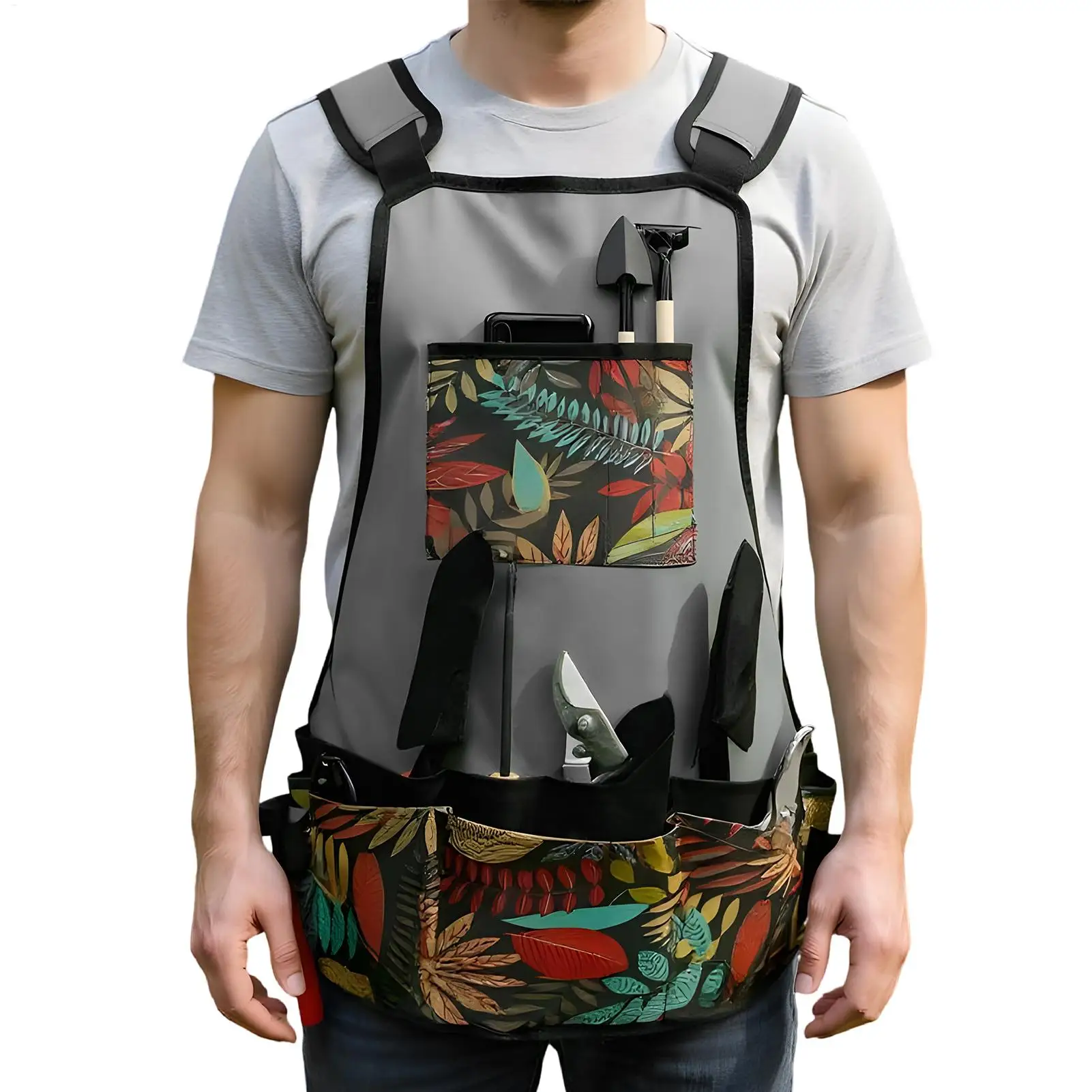 Garden Apron Heavy Duty Gardening Apron with Pockets Adjustable Lightweight Smock with Accessories Tools