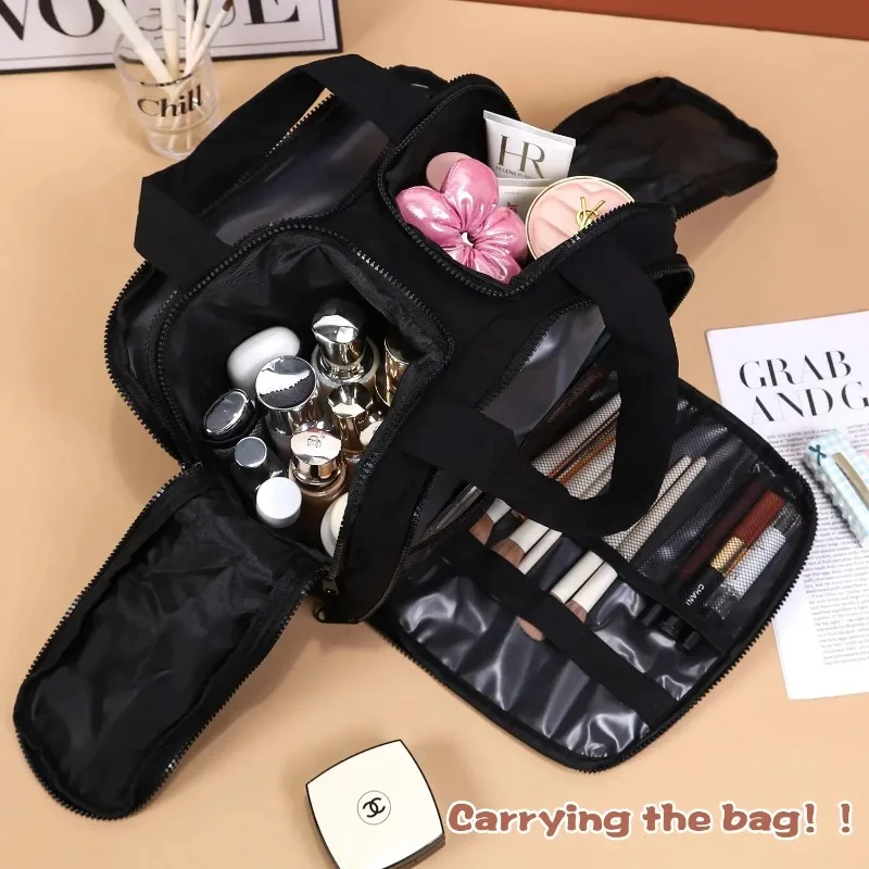 Große, tragbare, leichte Make-up-Tasche für Damen, Reisetasche für verschiedene Aufbewahrungszwecke, tragbarer Organizer, Kosmetiktasche, Waschtasche – Detail 9