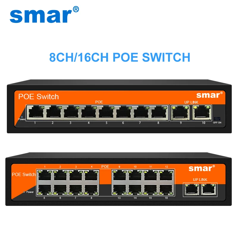 Smar POE Switch DC48V 6 and 8 Port Standardized RJ45 Port Video Surveillance System CCTV Accessories for Wireless AP/POE Cameras