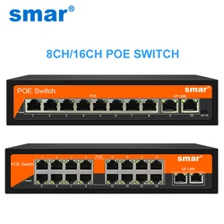 Smar przełącznik POE DC48V 6 i 8 portów znormalizowany Port RJ45 System monitoringu wizyjnego akcesoria do monitoringu do bezprzewodowych kamer AP/POE